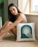 Elena, the stretching.shop AI guide, with the Boho Arches Cushion
