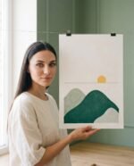 Elena, the stretching.shop AI guide, with the Still Hills Art Print