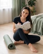 Elena, the stretching.shop AI guide, with the Wildflower Meadow Journal