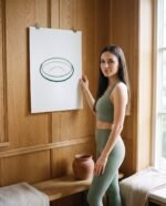 Elena, the stretching.shop AI guide, with the Calm Basin Art Print